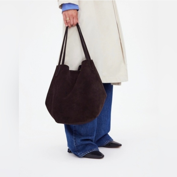 Madewell Handbags - Madewell The Shopper Tote Brown Carob Suede Leather Slouchy Tote Shoulder Bag